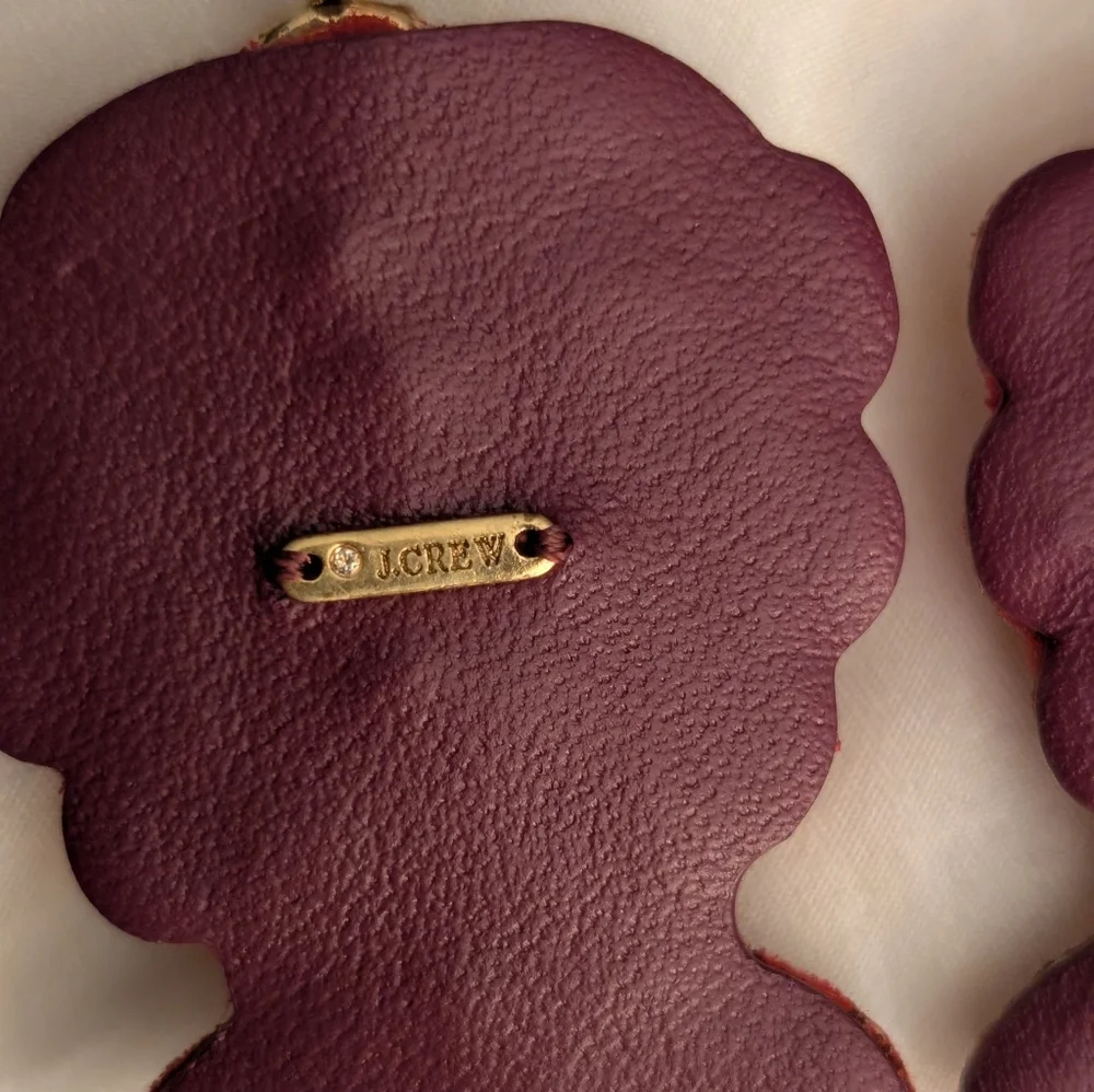 J.Crew Leather Backed Embroidered Earrings - Picture 5 of 6
